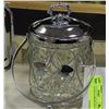 Image 1 : VINTAGE GLASS & CHROME BISCUIT BARREL