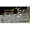 Image 1 : CRYSTAL VINTAGE SUGAR BOWL, CREAMER, & TRAY SET