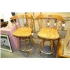 Image 1 : PAIR OF WOODEN SWIVEL STOOLS