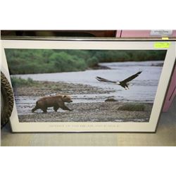 GLASS FRAMED "SPIRT OF THE BEAR & EAGLE" PRINT