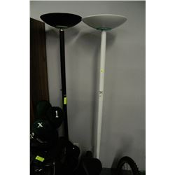 LOT OF 2 HALOGEN FLOOR LAMPS,WHITE & BLACK
