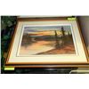 Image 1 : ESTATE FRAMED OIL PAINTING - SUNSET BY LYON 18"X22