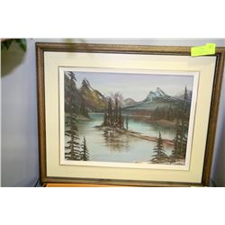 ESTATE FRAMED OIL PAINTING - MOUNTAIN LAKE BY LYON