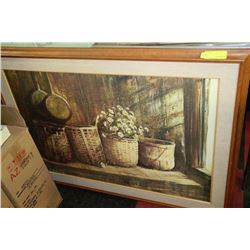 WOOD FRAMED BASKET PICTURE