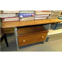 VINTAGE SOLID PINE BENCH/TABLE WITH DRAWER
