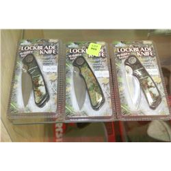 LOT OF 3 LOCKABLE KNIVES