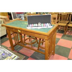 3 IN 1 WOODEN  POKERTABLE WITH 2 CHAIRS INCL.