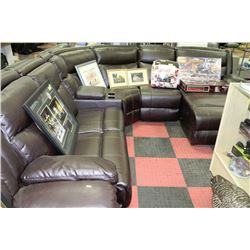 LARGE BROWN LEATHERETTE ELECTRIC RECLINING