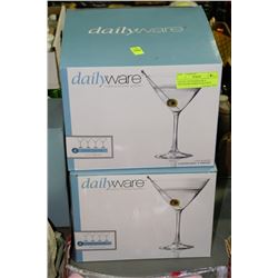 LOT OF 2 NEW BOXES OF 4 DAILYWARE MARTINI GLASSES