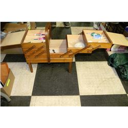 LARGE VINTAGE ACCORDIAN SEWING CASE W/CONTENTS