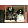 Image 1 : BOX WITH COFFEE POT,CANNISTERS AND MORE
