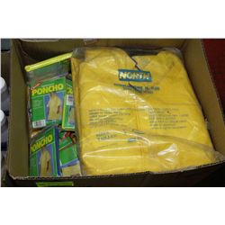 BOX OF RAIN GEAR AND PONCHOS