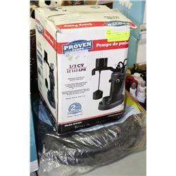 PROVEN SUMP PUMP IN BOX WITH SUMP PUMP DRAINAGE