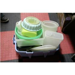BIN OF ASSORTED RUBBERMAID AND TUPPERWARE