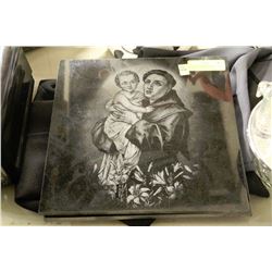 LOT OF 2 RELIGIOUS INLAY'D TILES 12"X12"