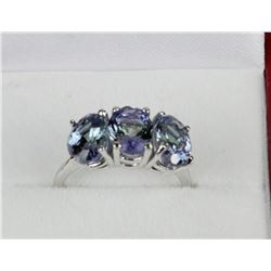 #46-14K WHITE GOLD NATURAL TANZANITE RING W/ COA
