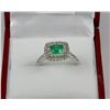 Image 1 : #21-10K WHITE GOLD DIAMOND / EMERALD RING W/ COA