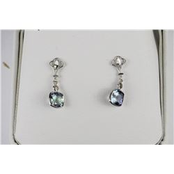 #33 14KT PAIR OF LADIES WHITE GOLD TANZANITE