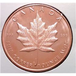 1 OZ PURE COPPER MAPLE LEAF COIN