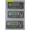 Image 1 : 3-ONE DOLLAR CANADIAN BANK NOTES INCL.1954 X3
