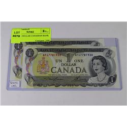 1973 ONE DOLLAR CANADIAN BANK NOTE X2