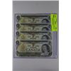 Image 1 : LOT OF 4 CANADIAN $1.00 NOTES W/SEQUENTIAL SERIAL