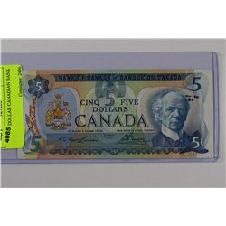 1979 FIVE DOLLAR CANADIAN BANK NOTE