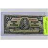 Image 1 : 1937 TWENTY DOLLAR CANADIAN BANK NOTE WITH COYNE