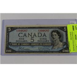 1954 CANADIAN FIVE DOLLAR BANK NOTE WITH BEATTIE/