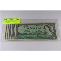 #13-LOT OF 5 1954 $1 CANADIAN BANK NOTES