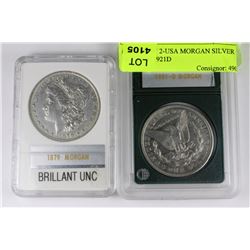 #16-LOT OF 2-USA MORGAN SILVER $1-1879 & 1921D