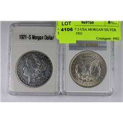 #17-LOT OF 2-USA MORGAN SILVER $1 1921S & 1921