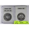 Image 1 : #3LOT OF 2-CANADA SILVER $1 1963 WITH CAMEO & 1964