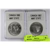 Image 1 : #6LOT OF 2- CANADA SILVER $1 DOLLAR 1966 & 1967 W/
