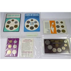 5 SETS OF PROOF LIKE & SPECIMEN COINS FROM ISRAEL,
