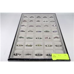 TRAY WITH 35 STAINLESS STEEL FASHION RINGS