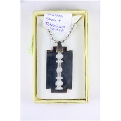 STAINLESS STEEL RAZOR BLADE PENDANT ON CHAIN