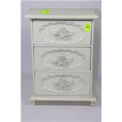 SOLID WOOD WHITE  JEWELLERY BOX