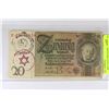Image 1 : NAZI BANK NOTE 20 MARK STAMPED CONCENTRATION CAMP