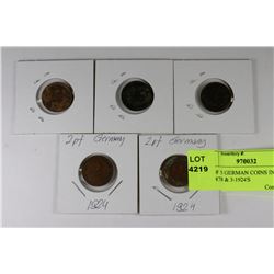 LOT OF 5 GERMAN COINS INCL 1875,1878 & 3-1924'S