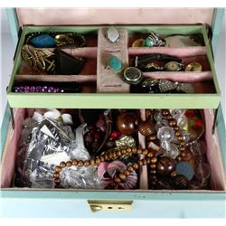 VINTAGE JEWELLERY BOX WITH CONTENTS