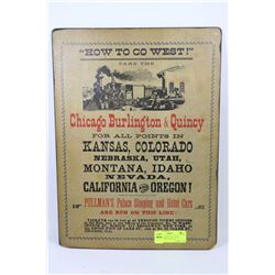 VINTAGE "HOW TO GO WEST" CHICAGO BURLINGTON &