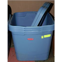 RUBBERMAID BINS W/ LIDS   X 3