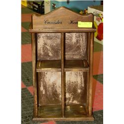 WOODEN CANISTER HOUSE SHELF