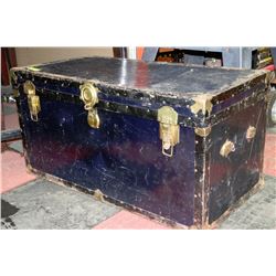 ANTIQUE BLUE METAL TRUNK