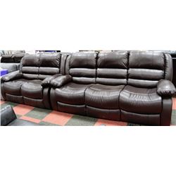 NEW MARTIN BROWN LEATHERETTE  RECLINING 82"