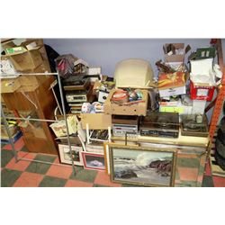 LARGE ESTATE CONTAINING FABRIC & WOOD ARM CHAIR,