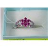 Image 1 : #8-.925 SILVER NATURAL RUBY & CZ  RING SIZE 7