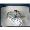 Image 1 : #4.925 SILVER NATURAL RUBY,EMERALD &CZ RING SIZE 8
