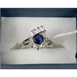#19--.925 SILVER WITH NATURAL BLUE SAPPHIRE AND CZ